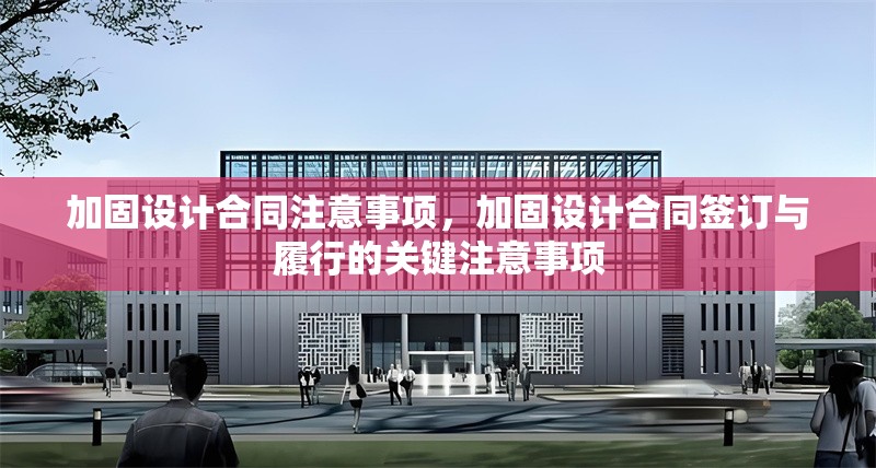 加固設計合同注意事項，加固設計合同簽訂與履行的關鍵注意事項